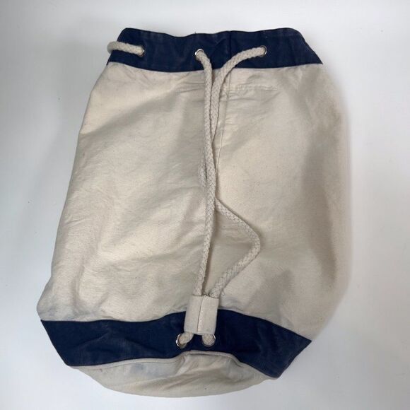 Vintage Beige Boho Cape Cod MA Beachy Coastal Chic Drawstring Sack Backpack - Picture 4 of 8